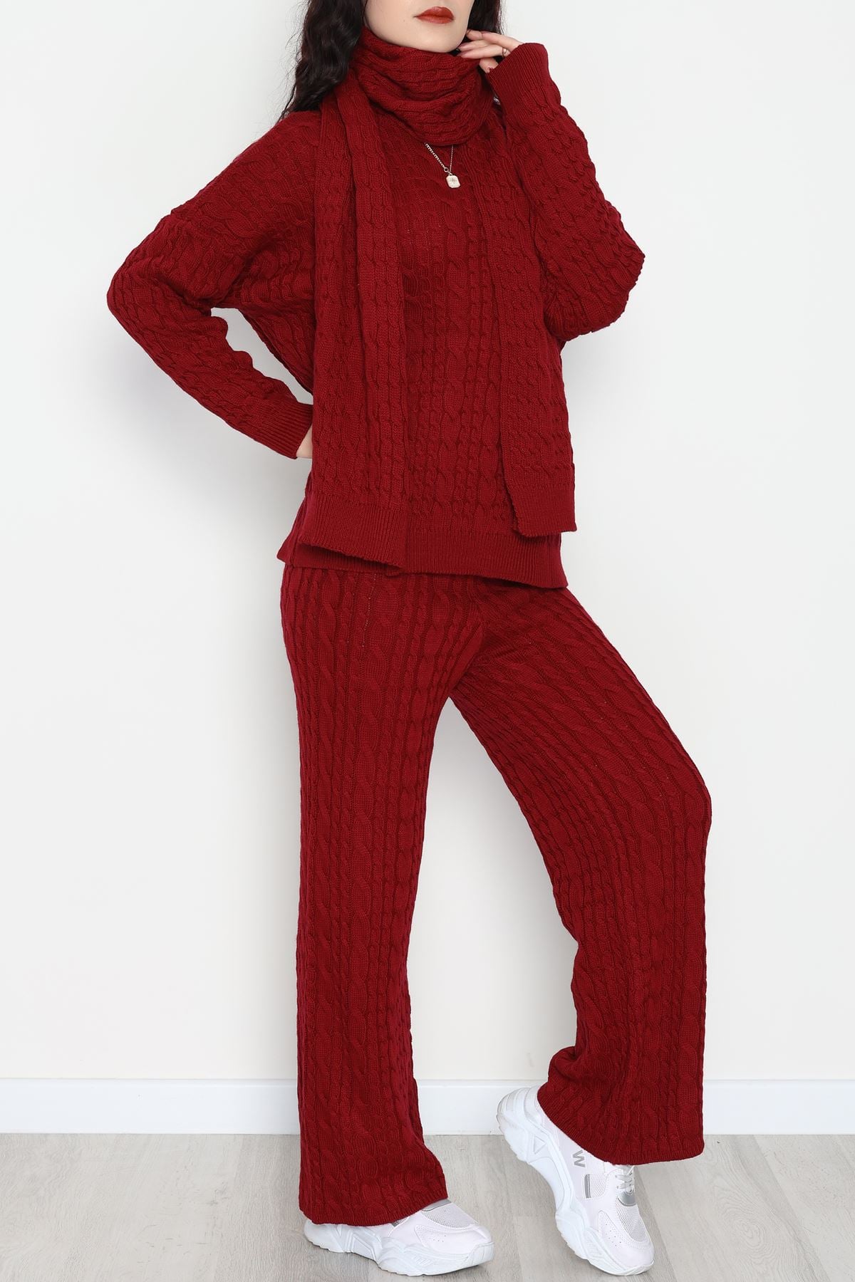 Atkılı 3'Lü Triko Takım Bordo - 2288.1247.