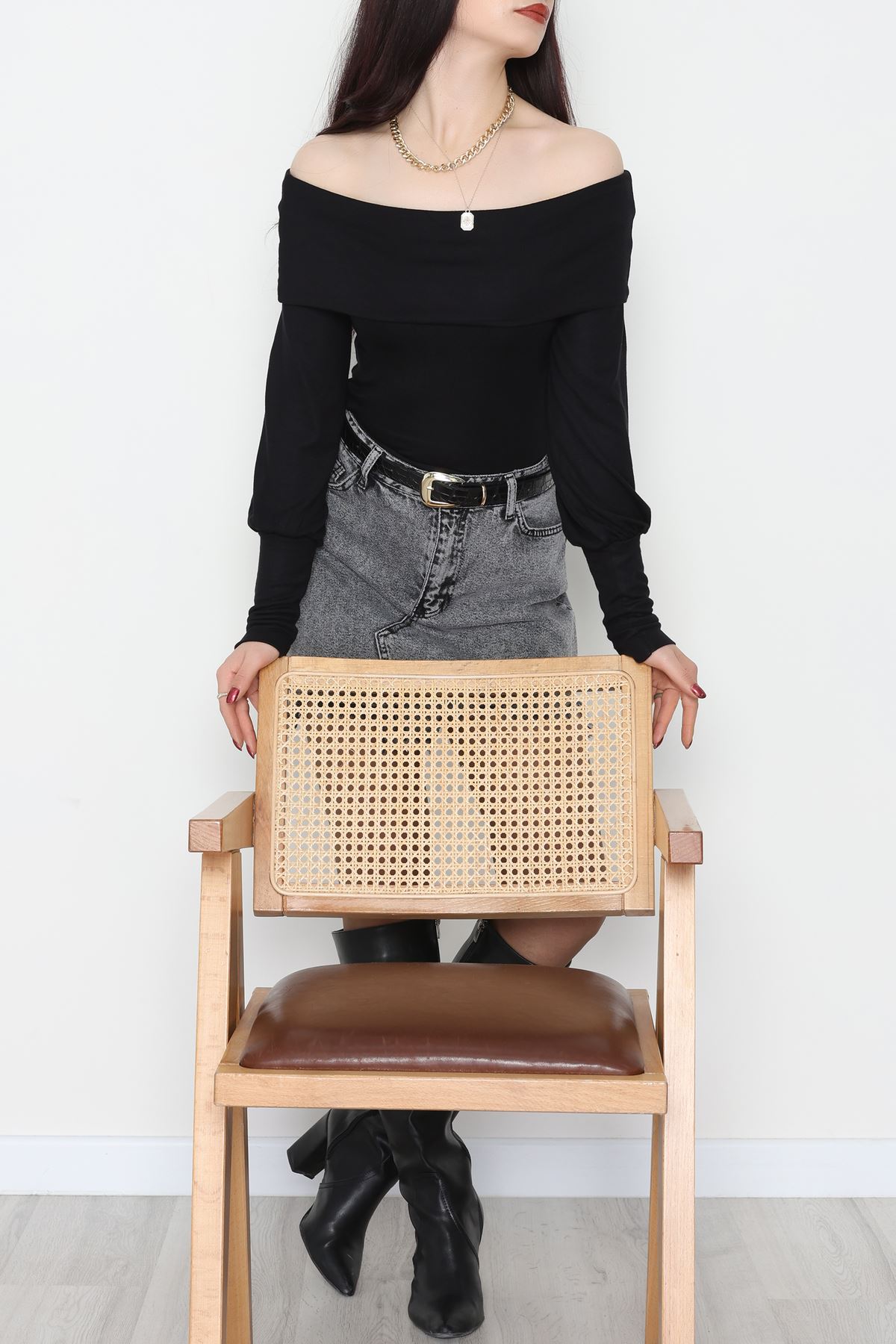 Buzzy Madonna Yaka Bluz Siyah - 1003.2119.