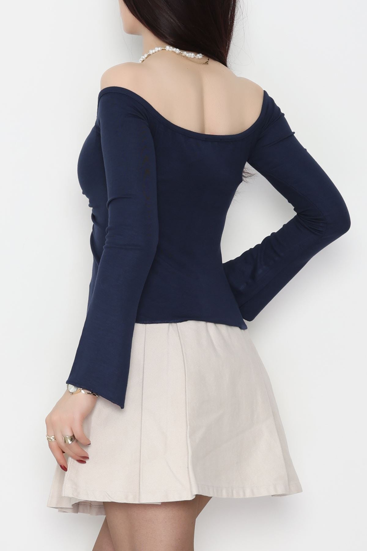 Buzzy Kumaş Önü Ayarlanabilir Büzgülü Bluz Lacivert - 1009.2119.