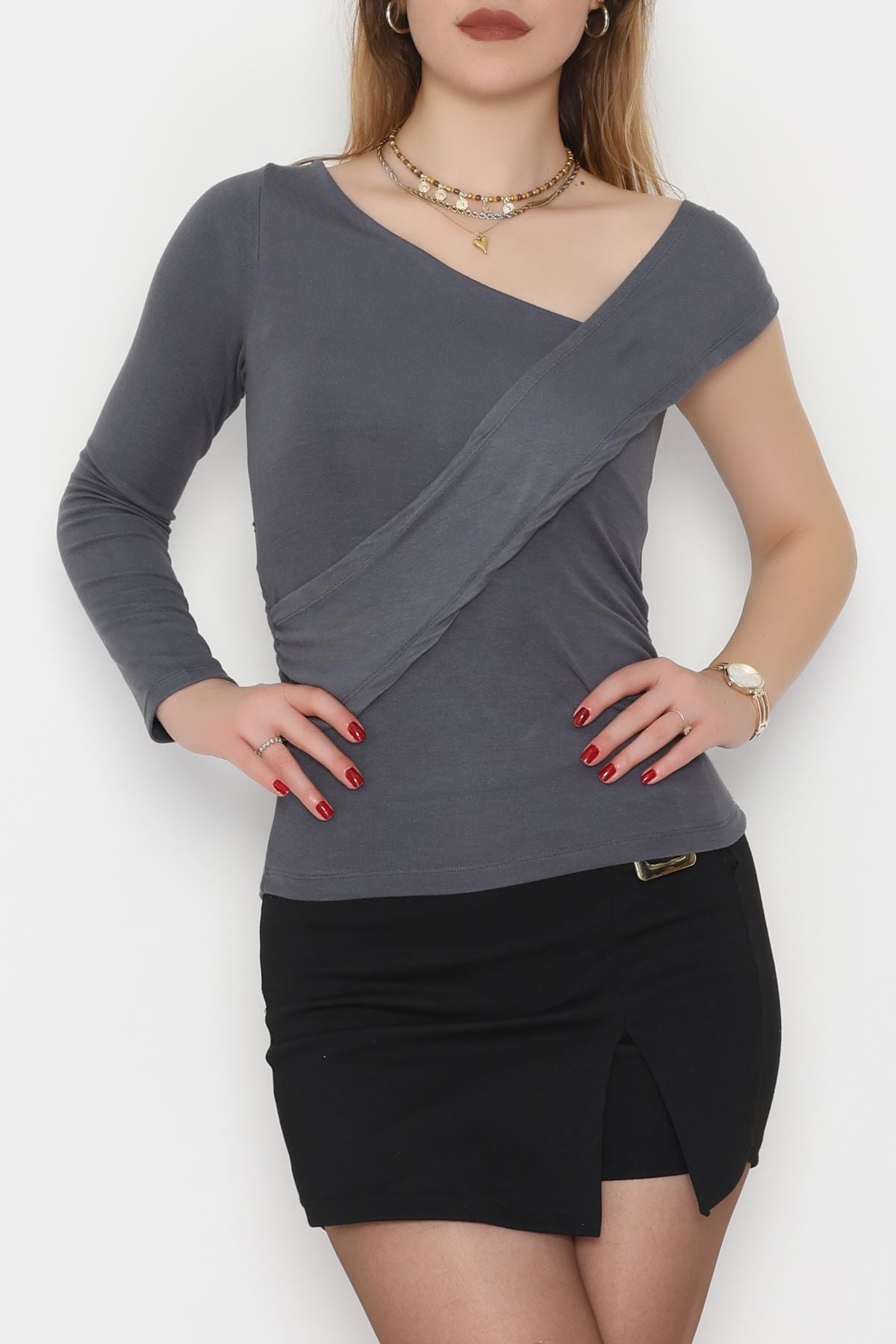 Tek Omuz Bluz Antrasit - 1006.2119.
