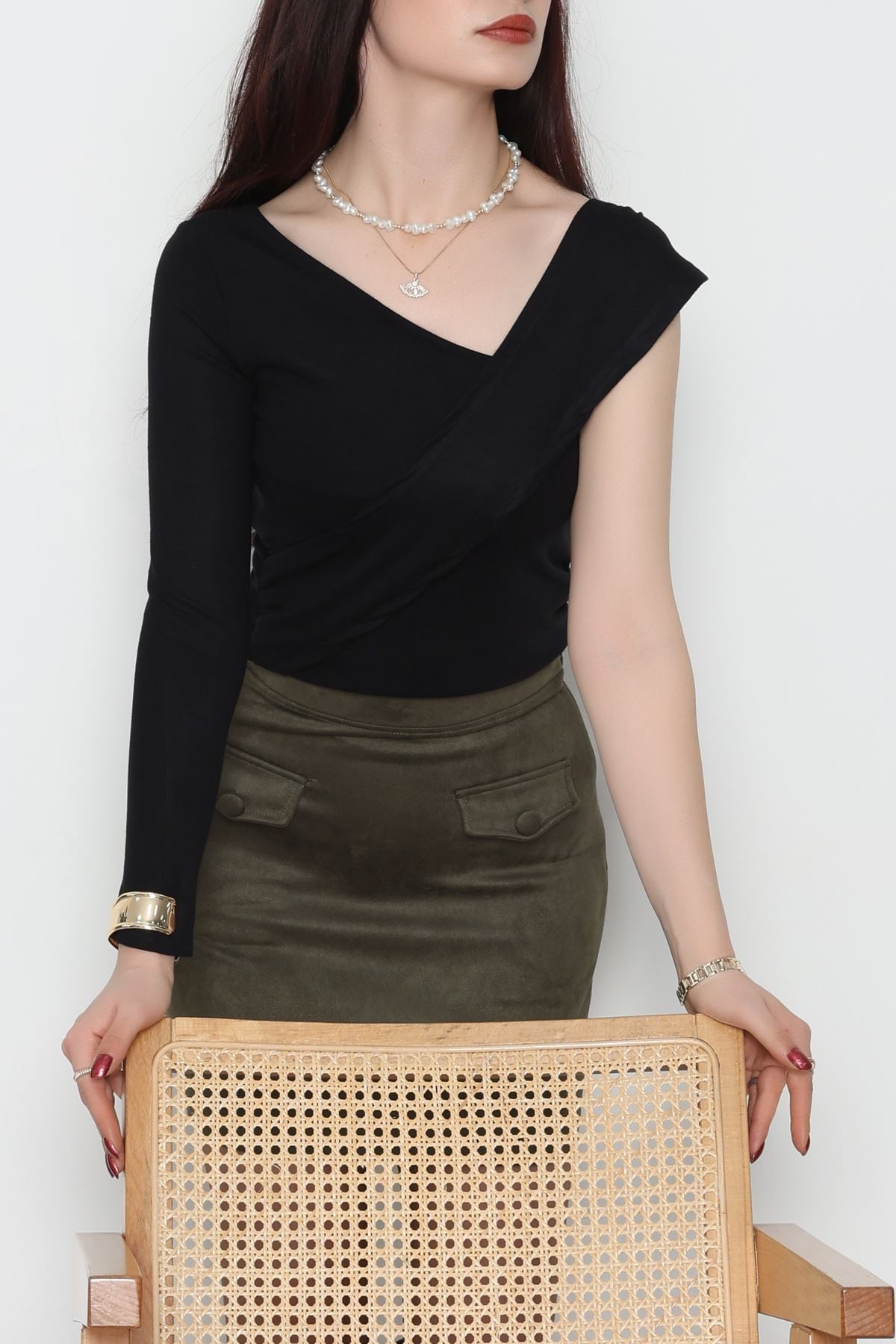 Tek Omuz Bluz Siyah - 1006.2119.