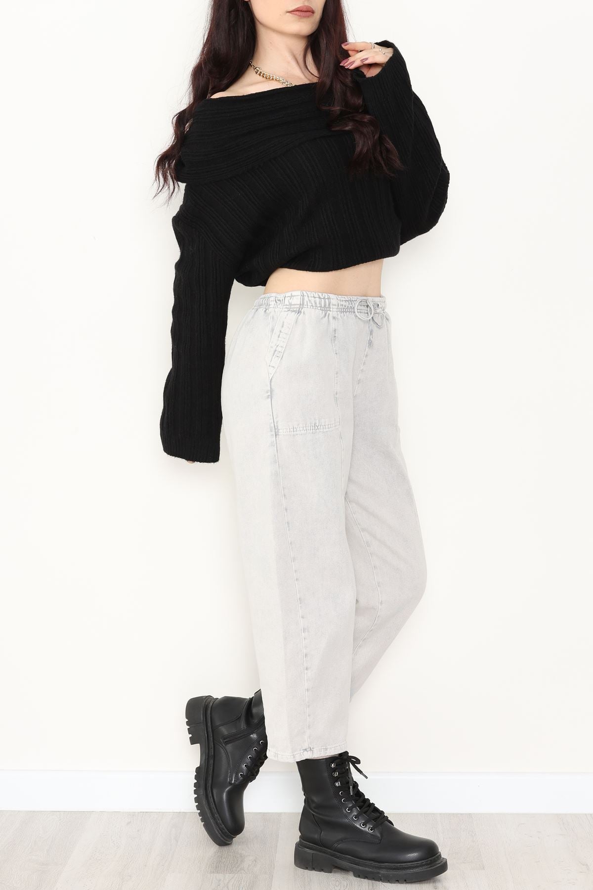 Yıkamalı Havuç Pantolon Açıkgri - 51212.1779.