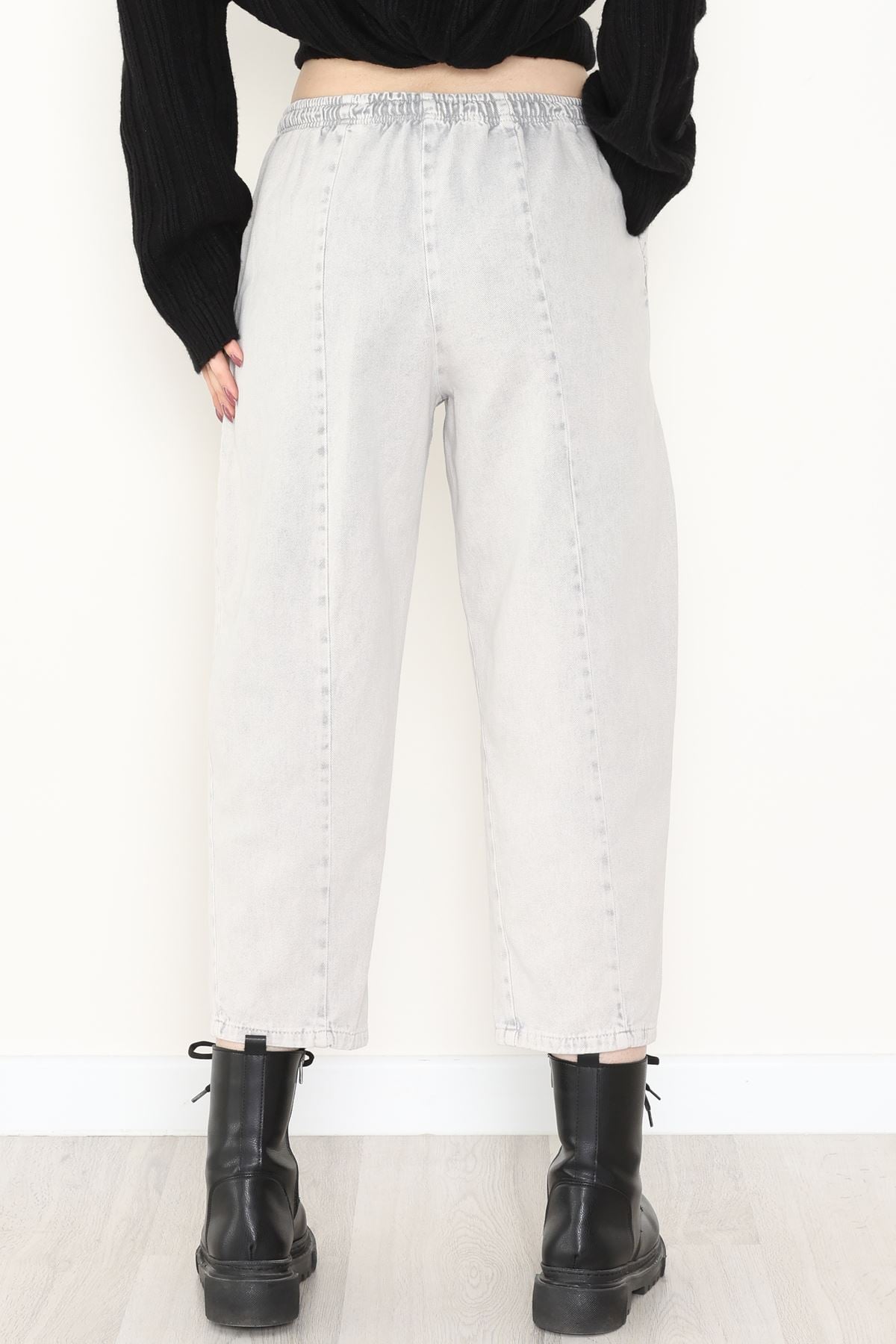 Yıkamalı Havuç Pantolon Açıkgri - 51212.1779.