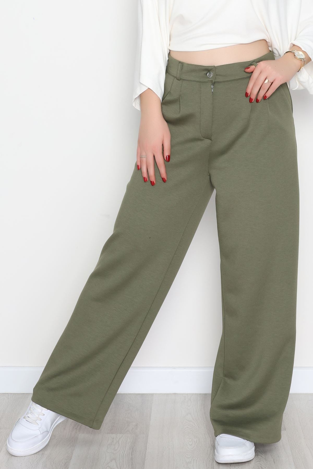 Modal Kumaş Palazzo Pantolon Haki - 51104.2061.