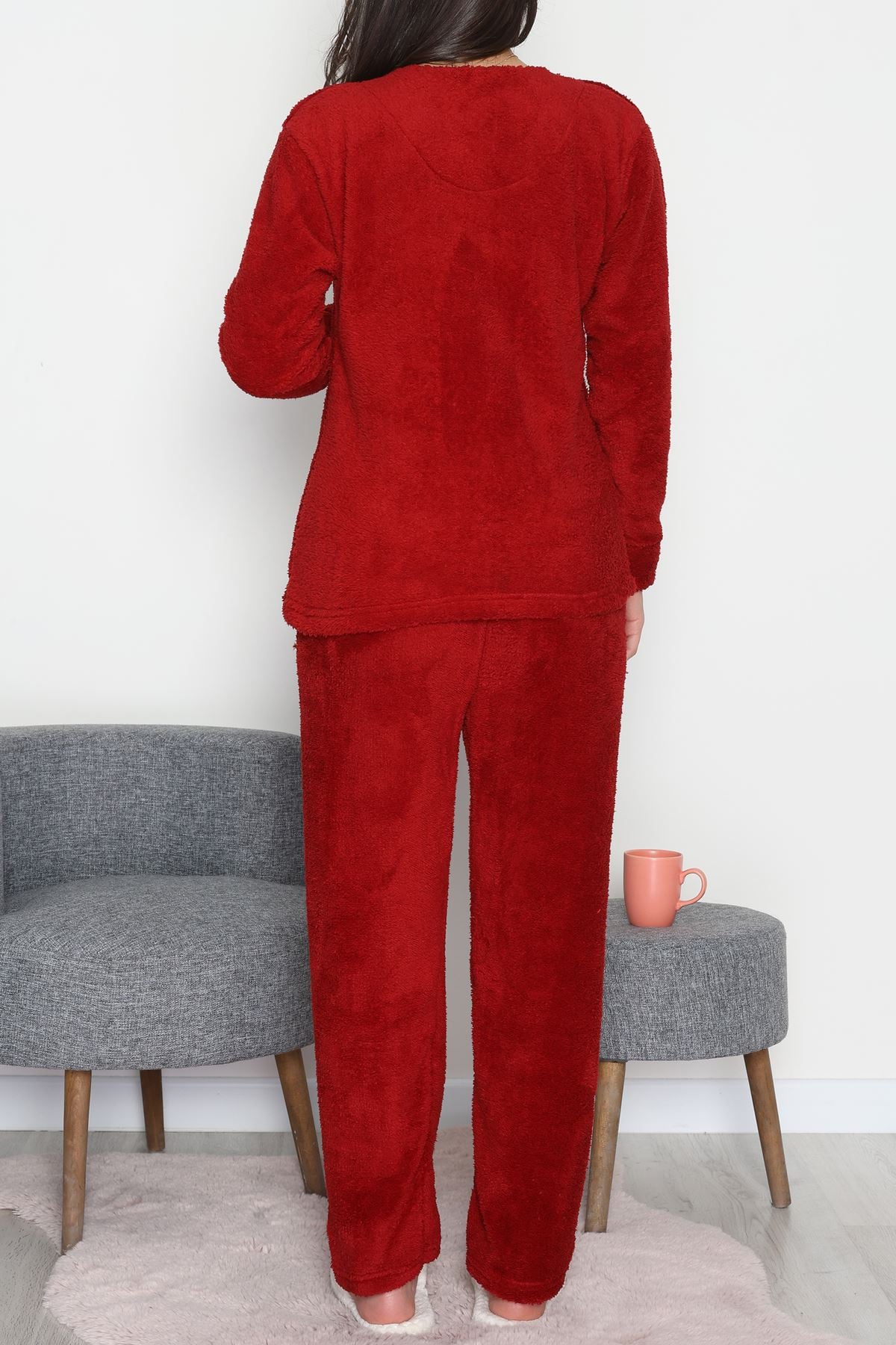 Peluş Pijama Takımı Bordo - 52105.1961.