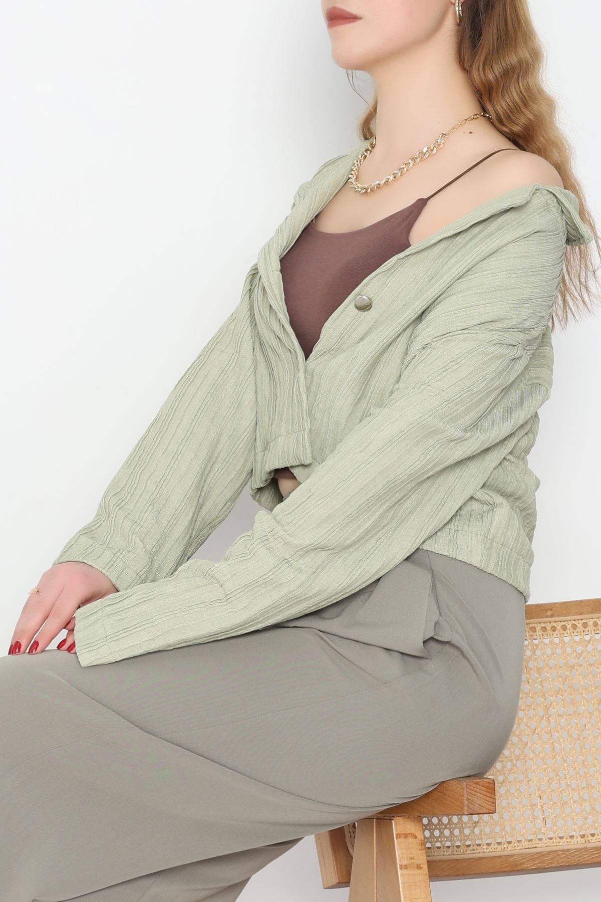 Örme Kumaş Ceket Açıkyeşil - 1043.2119.