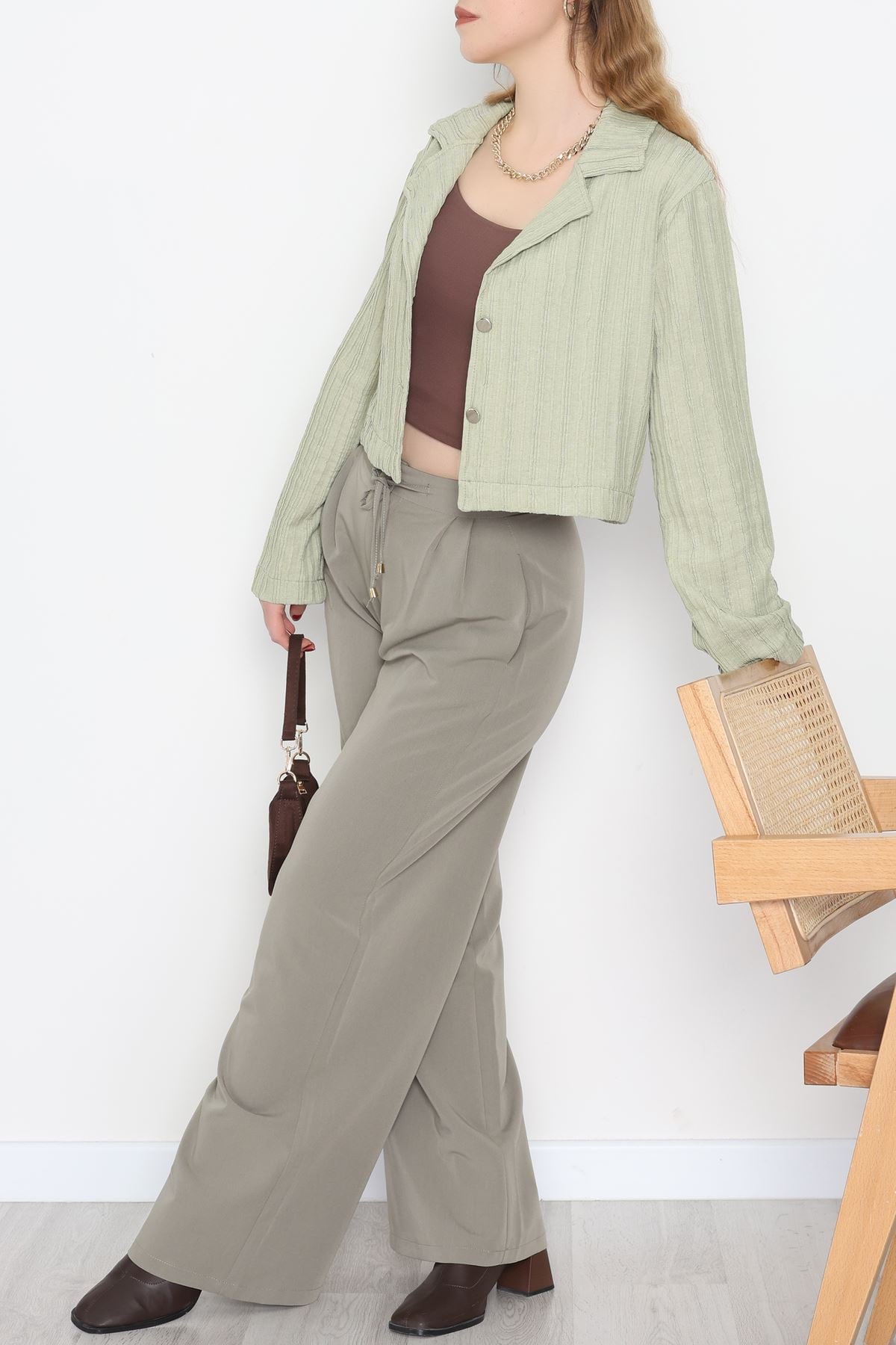 Örme Kumaş Ceket Açıkyeşil - 1043.2119.