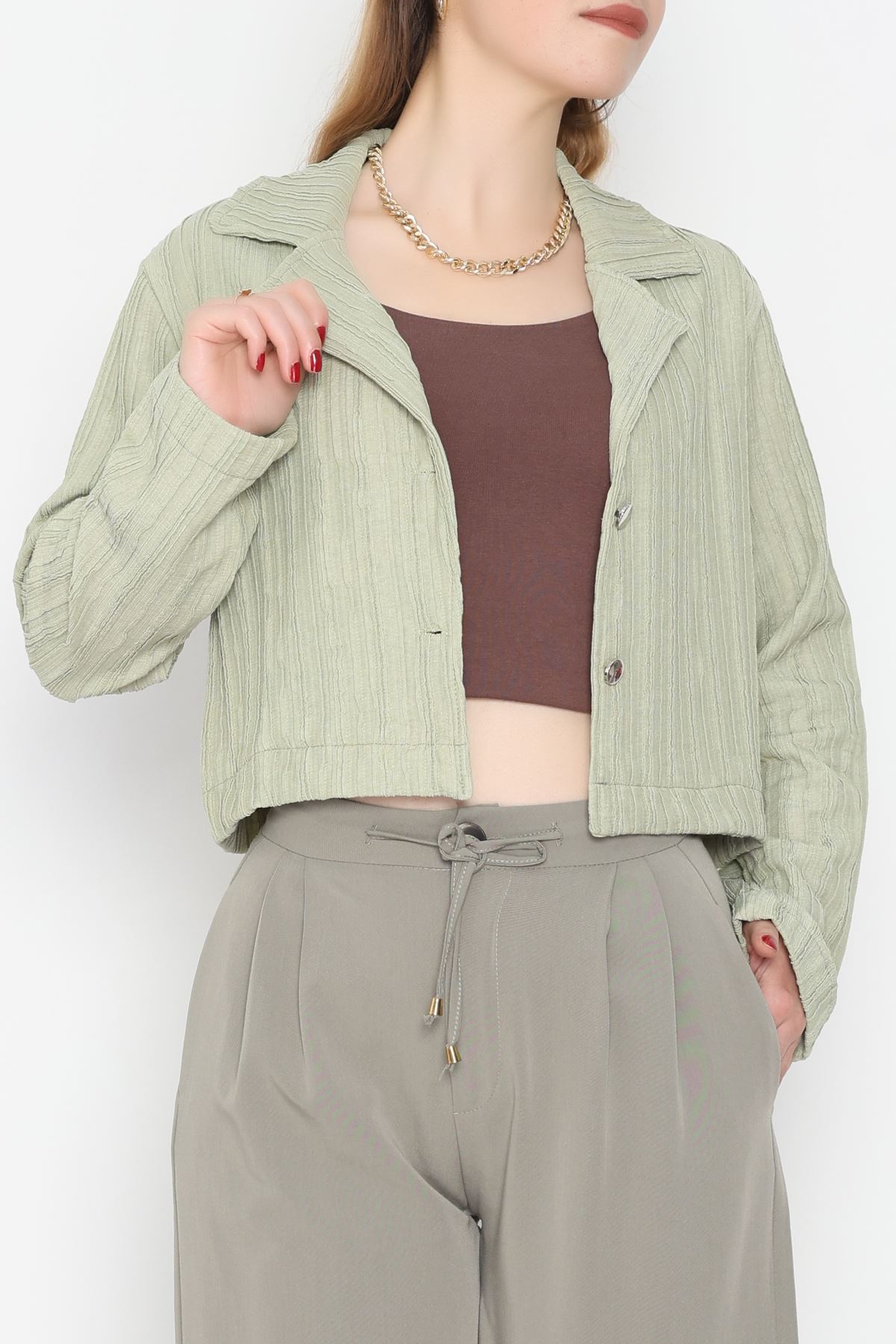 Örme Kumaş Ceket Açıkyeşil - 1043.2119.