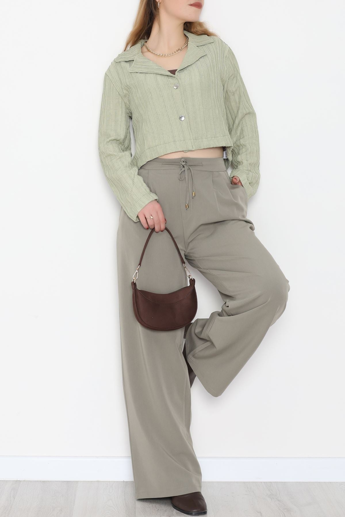 Örme Kumaş Ceket Açıkyeşil - 1043.2119.