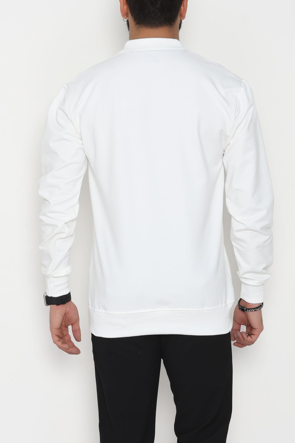 2 İplik Likralı Polo Yaka Erkek Sweat Beyaz - 42743.2087.