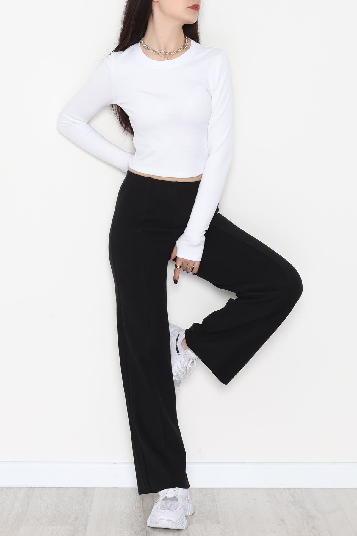 Selanik Kumaş Palazzo Pantolon Siyah - 51036.1837.