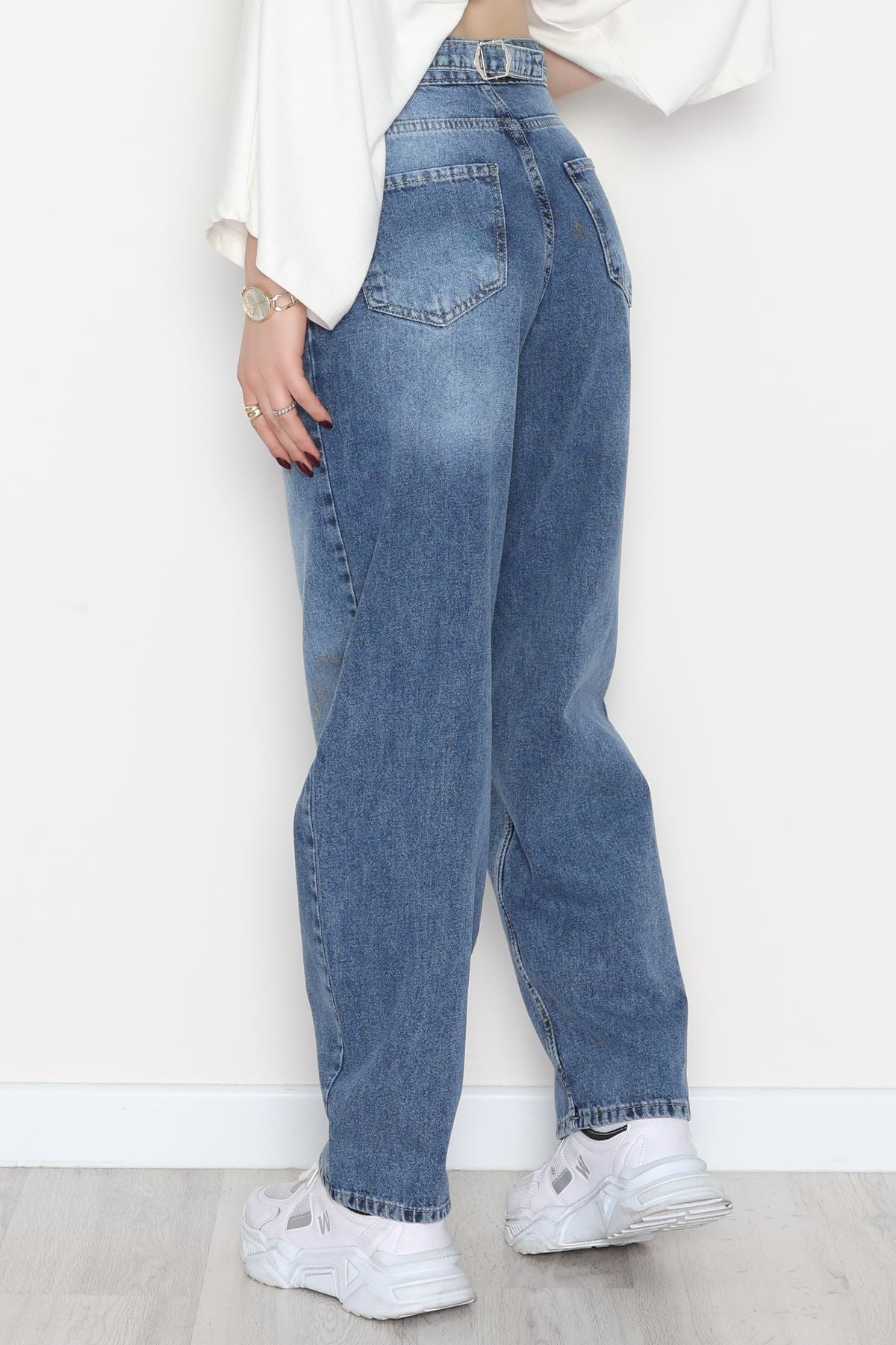 Arkası Tokalı Baggy Kot Pantolon Açıkmavi - 31712.2059.