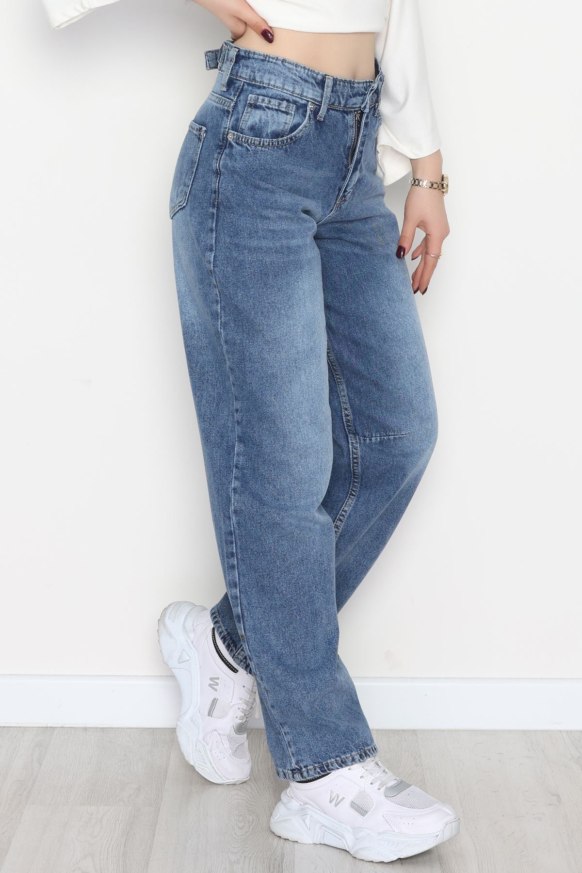 Arkası Tokalı Baggy Kot Pantolon Açıkmavi - 31712.2059.