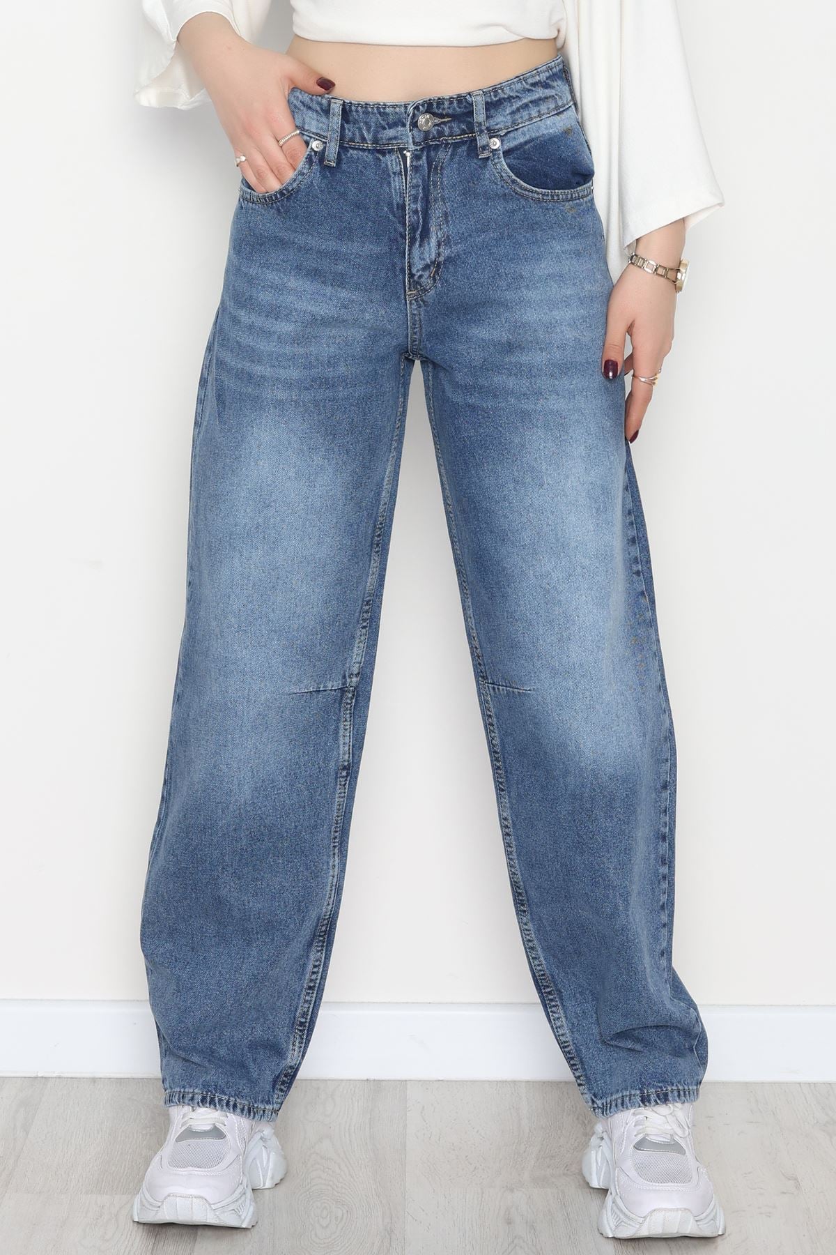 Arkası Tokalı Baggy Kot Pantolon Açıkmavi - 31712.2059.