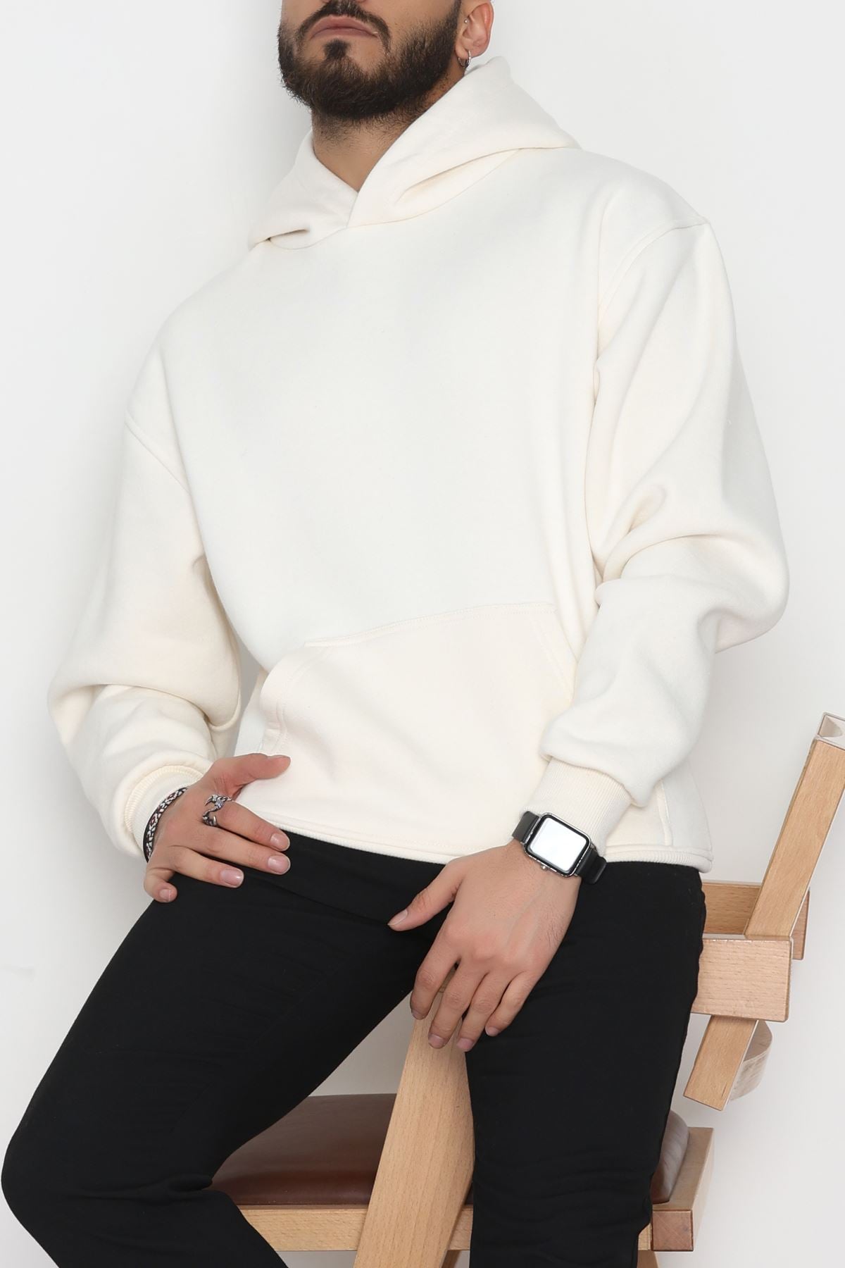 3 İplik Erkek Sweat Krem - 42651.1871.