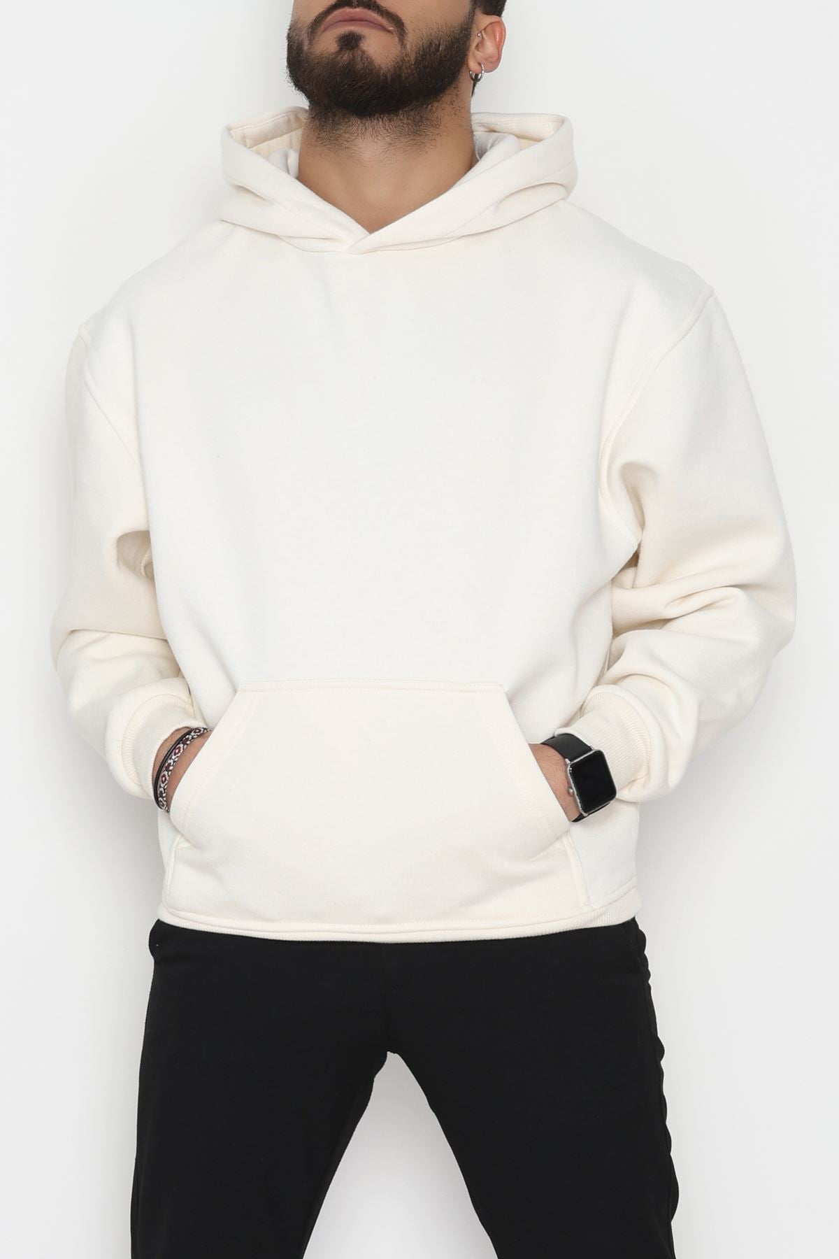 3 İplik Erkek Sweat Krem - 42651.1871.