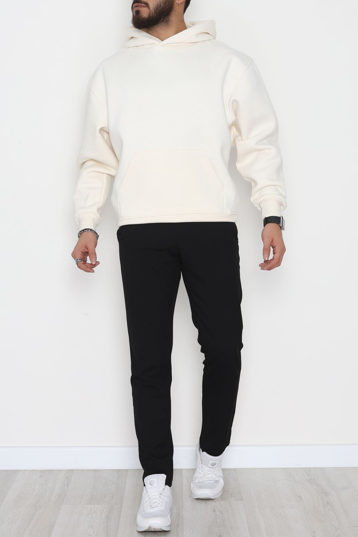 3 İplik Erkek Sweat Krem - 42651.1871.