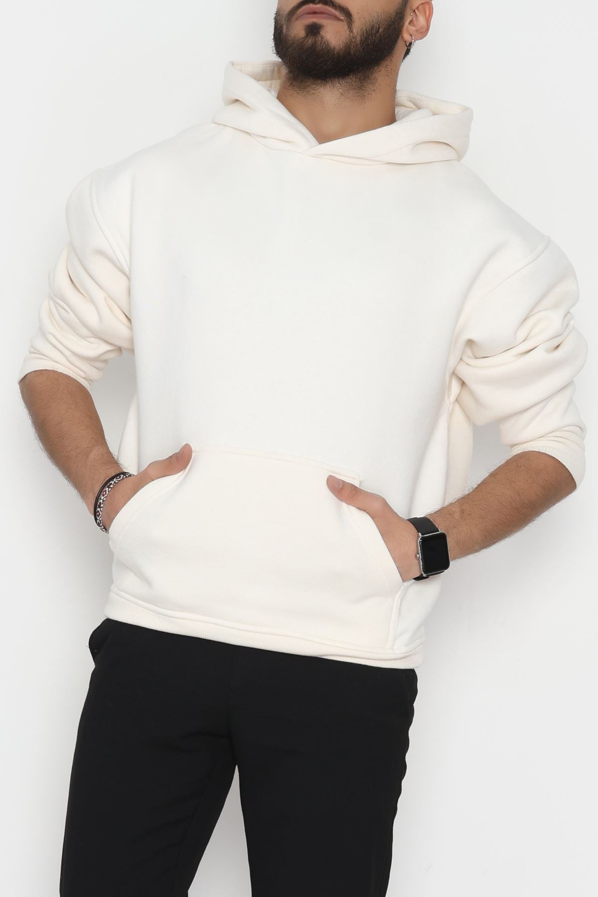 3 İplik Erkek Sweat Krem - 42651.1871.