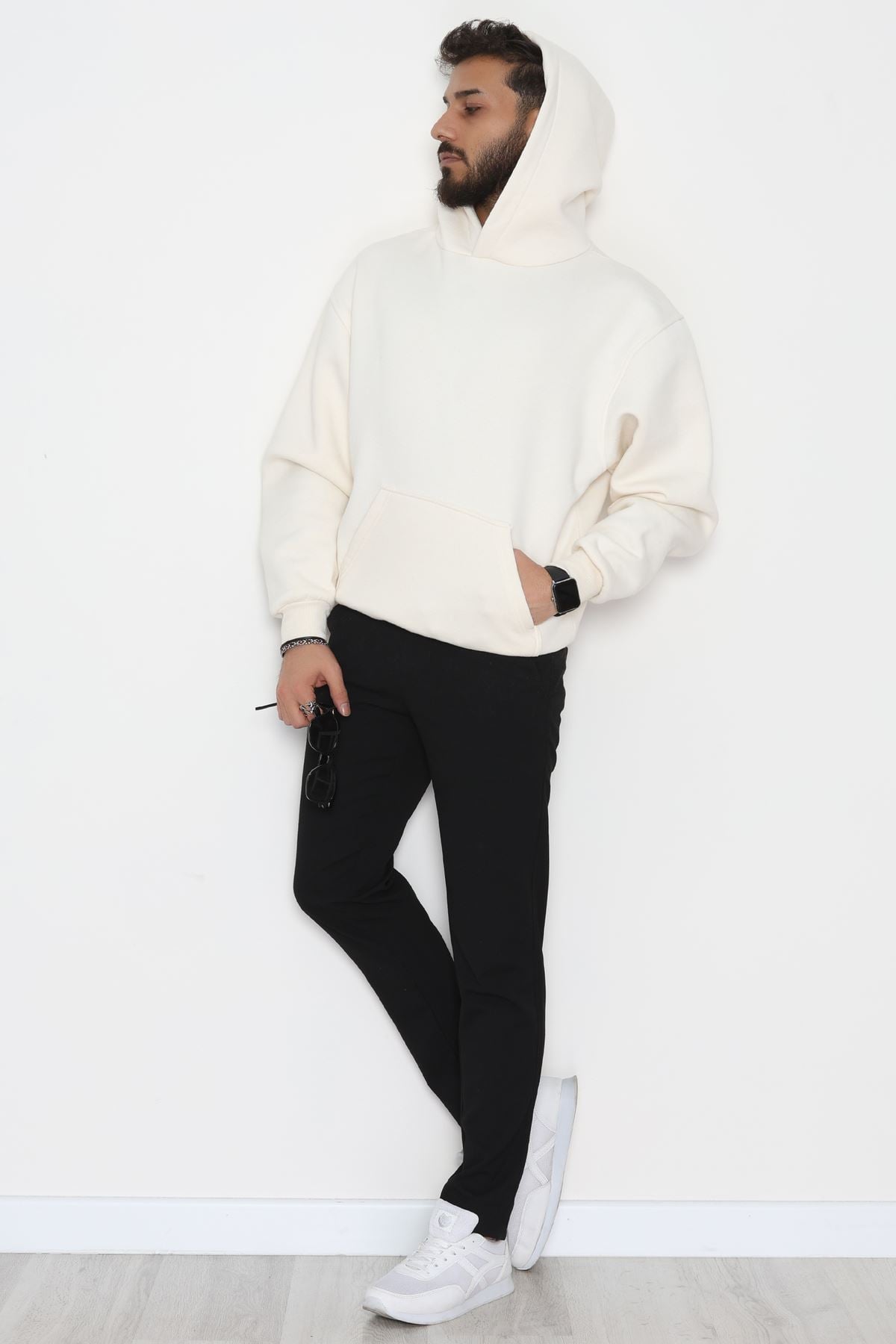 3 İplik Erkek Sweat Krem - 42651.1871.