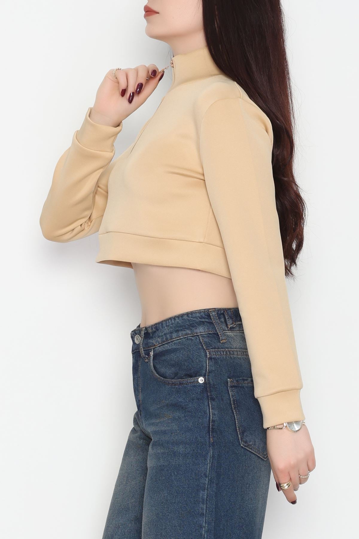 Scuba Yarım Fermuarlı Sweat Bej - 1066.2119.