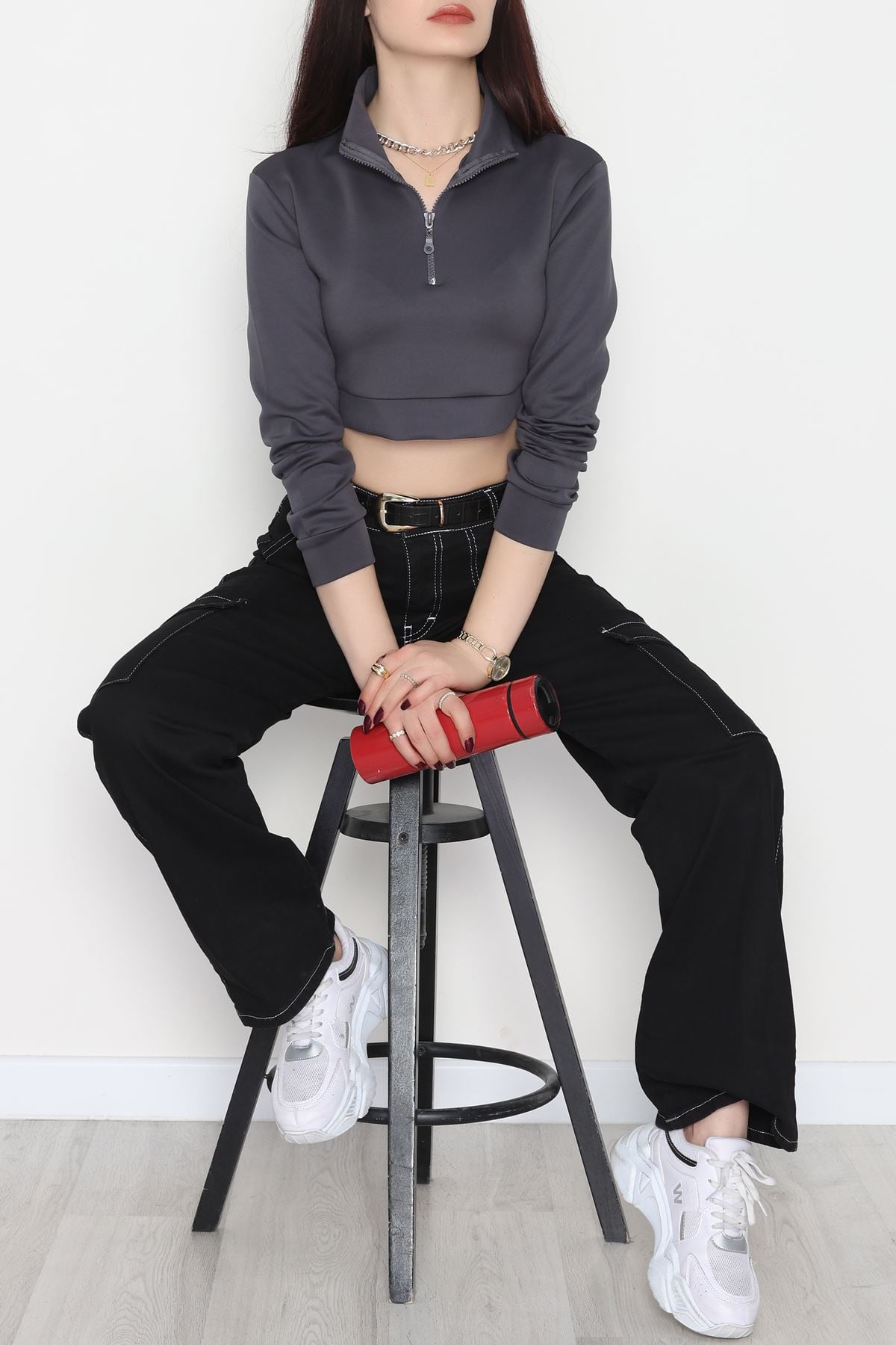 Scuba Yarım Fermuarlı Sweat Antrasit - 1066.2119.