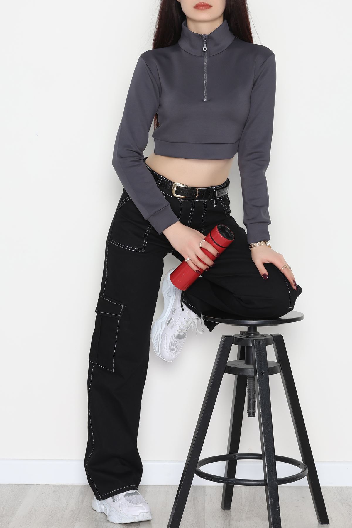 Scuba Yarım Fermuarlı Sweat Antrasit - 1066.2119.