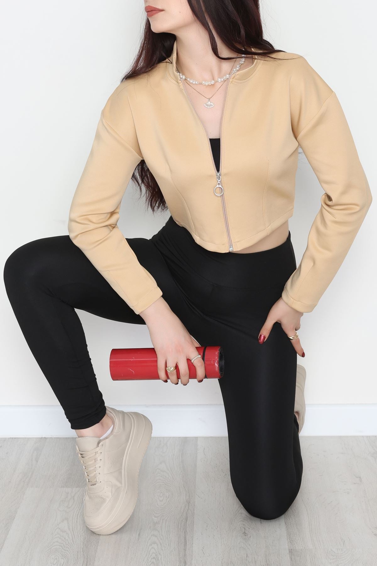 Scuba Fermuarlı Ceket Ten - 1067.2119.