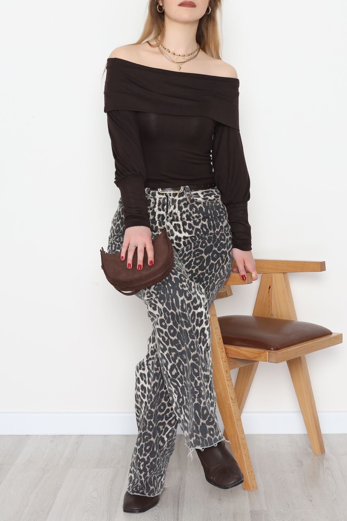 Buzzy Madonna Yaka Bluz Kahve - 1003.2119.