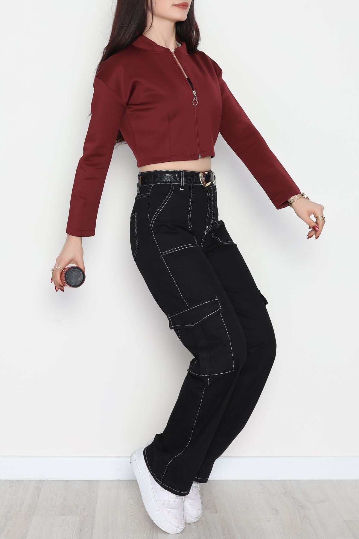 Scuba Fermuarlı Ceket Bordo - 1067.2119.