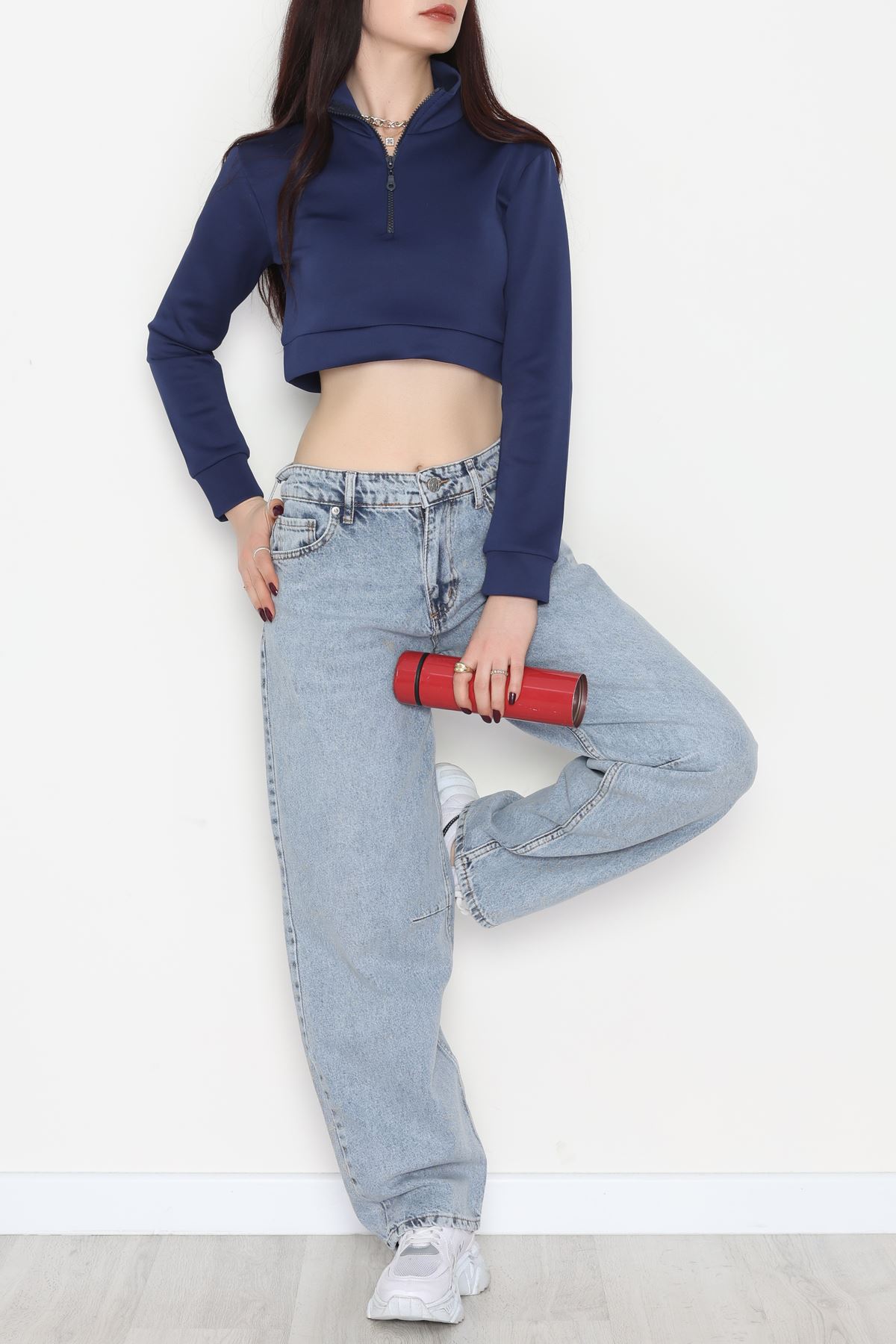 Scuba Yarım Fermuarlı Sweat Lacivert - 1066.2119.
