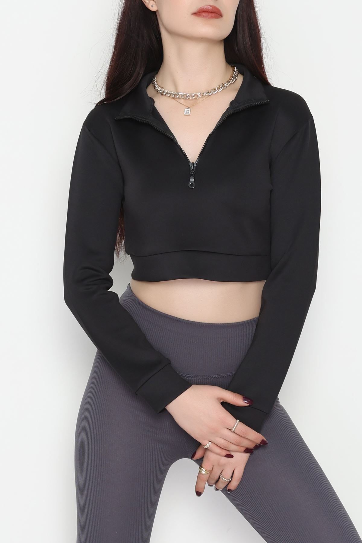 Scuba Yarım Fermuarlı Sweat Siyah - 1066.2119.