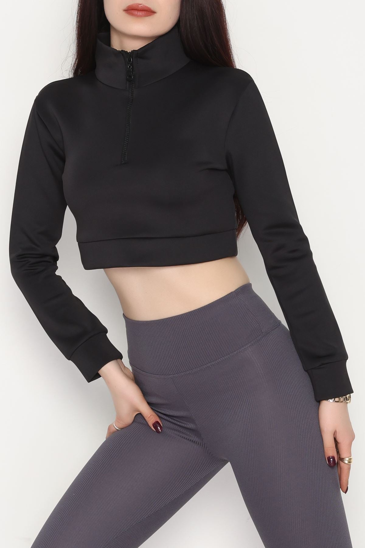 Scuba Yarım Fermuarlı Sweat Siyah - 1066.2119.