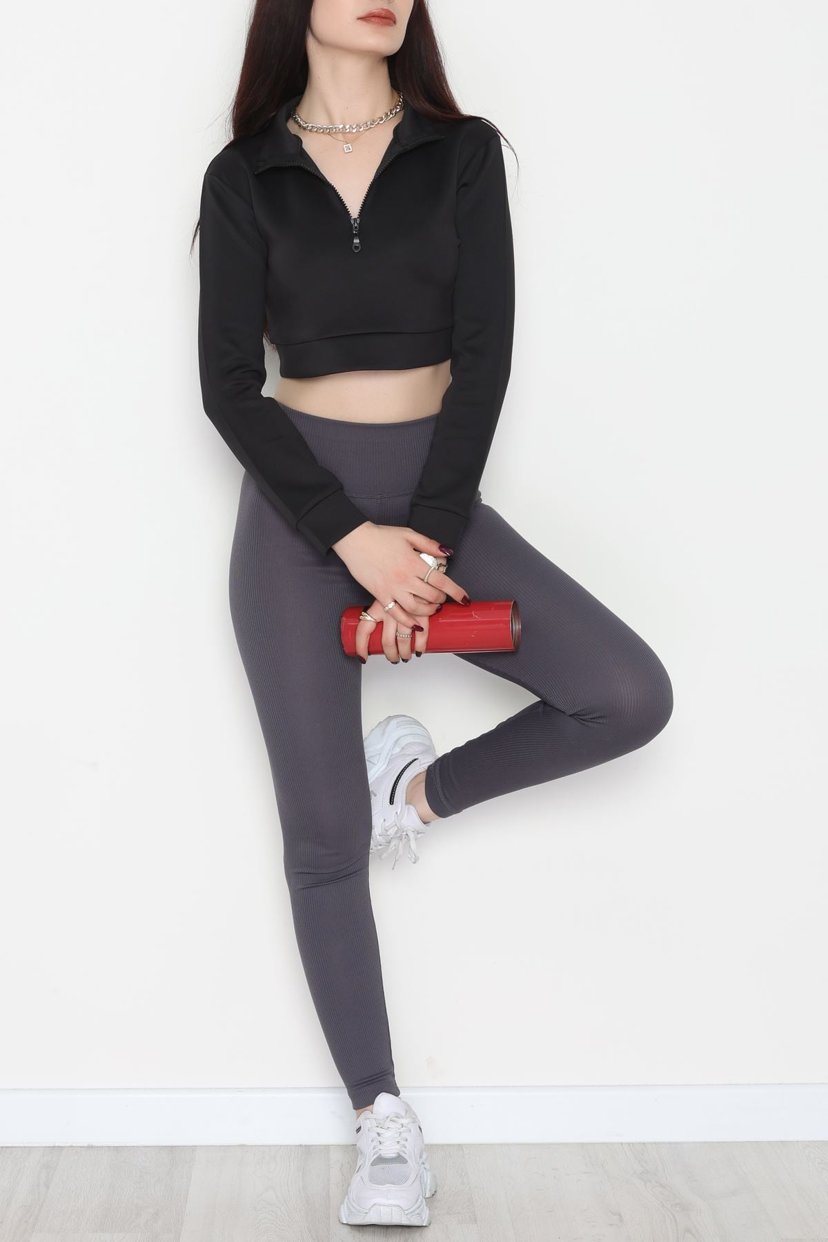 Scuba Yarım Fermuarlı Sweat Siyah - 1066.2119.