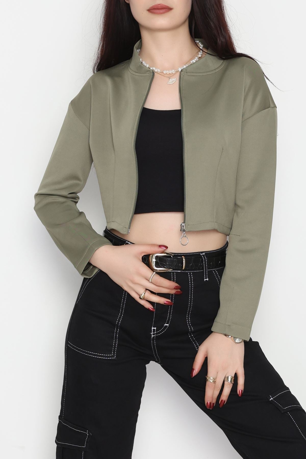 Scuba Fermuarlı Ceket Haki - 1067.2119.