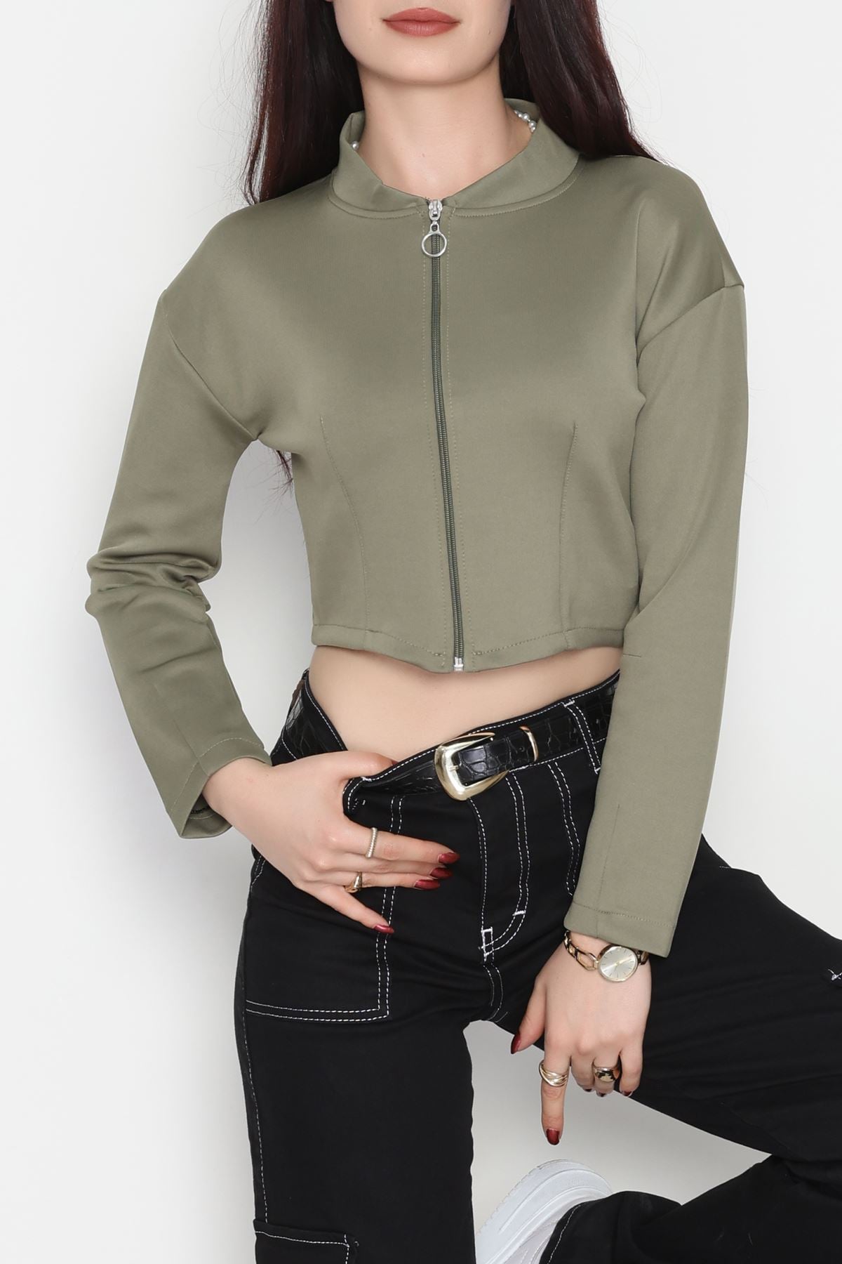 Scuba Fermuarlı Ceket Haki - 1067.2119.