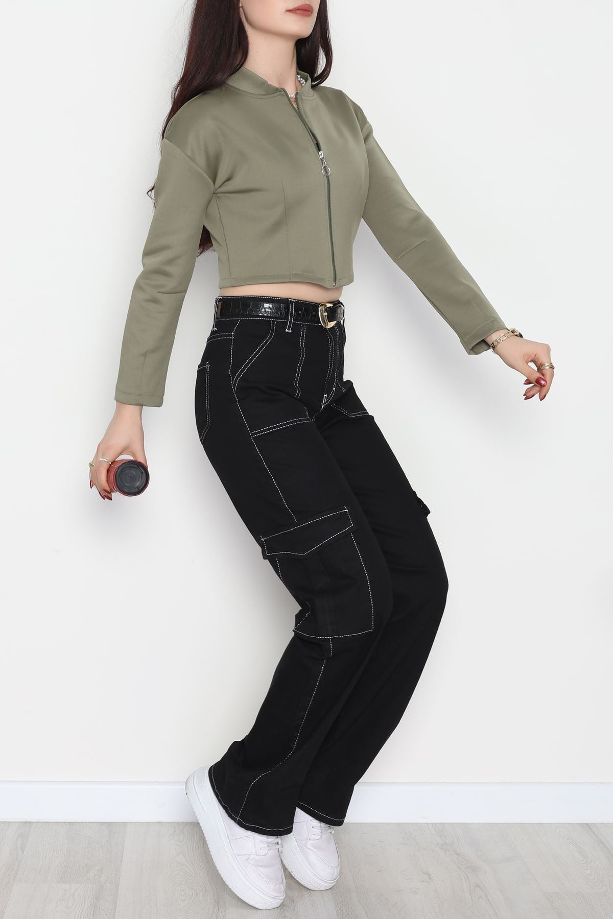 Scuba Fermuarlı Ceket Haki - 1067.2119.