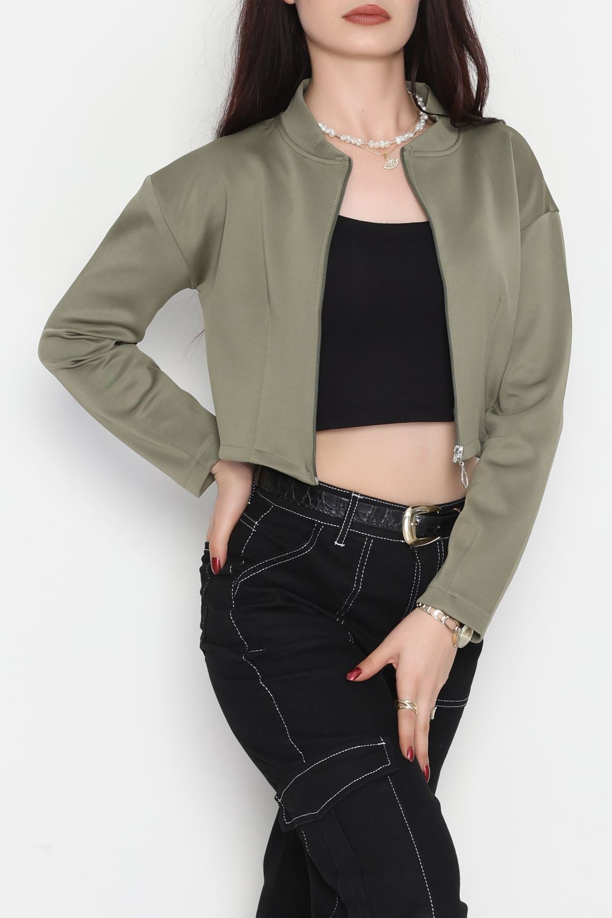 Scuba Fermuarlı Ceket Haki - 1067.2119.