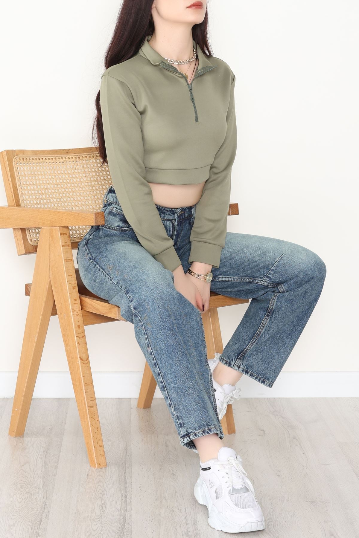 Scuba Yarım Fermuarlı Sweat Haki - 1066.2119.