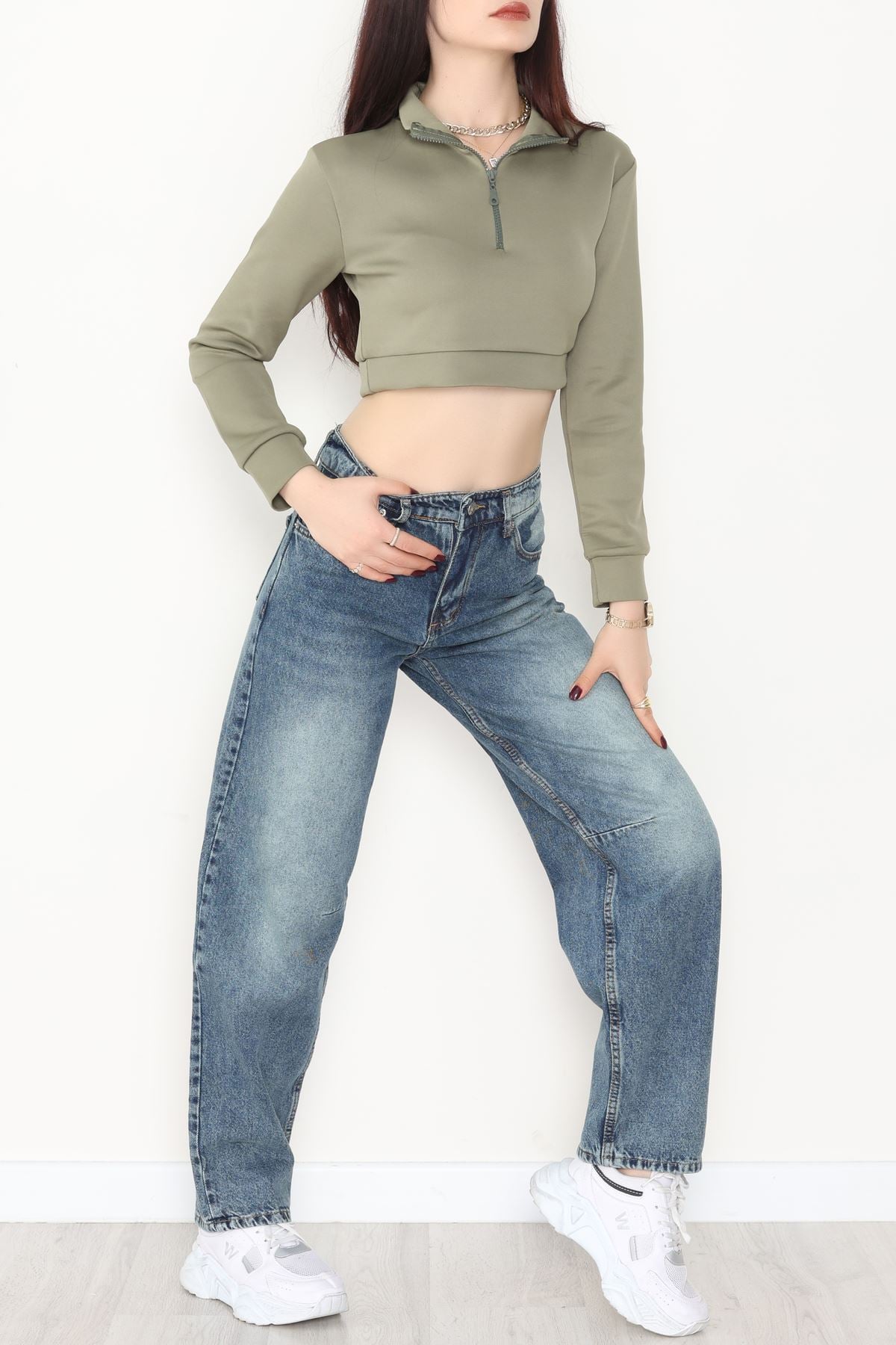 Scuba Yarım Fermuarlı Sweat Haki - 1066.2119.