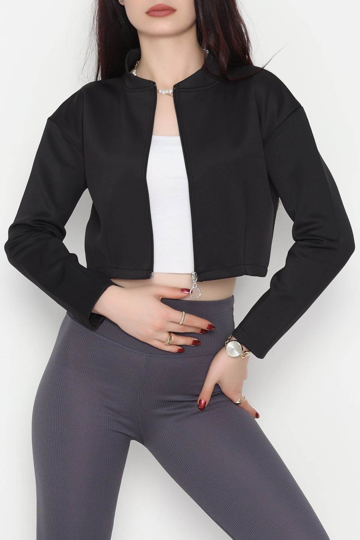 Scuba Fermuarlı Ceket Siyah - 1067.2119.