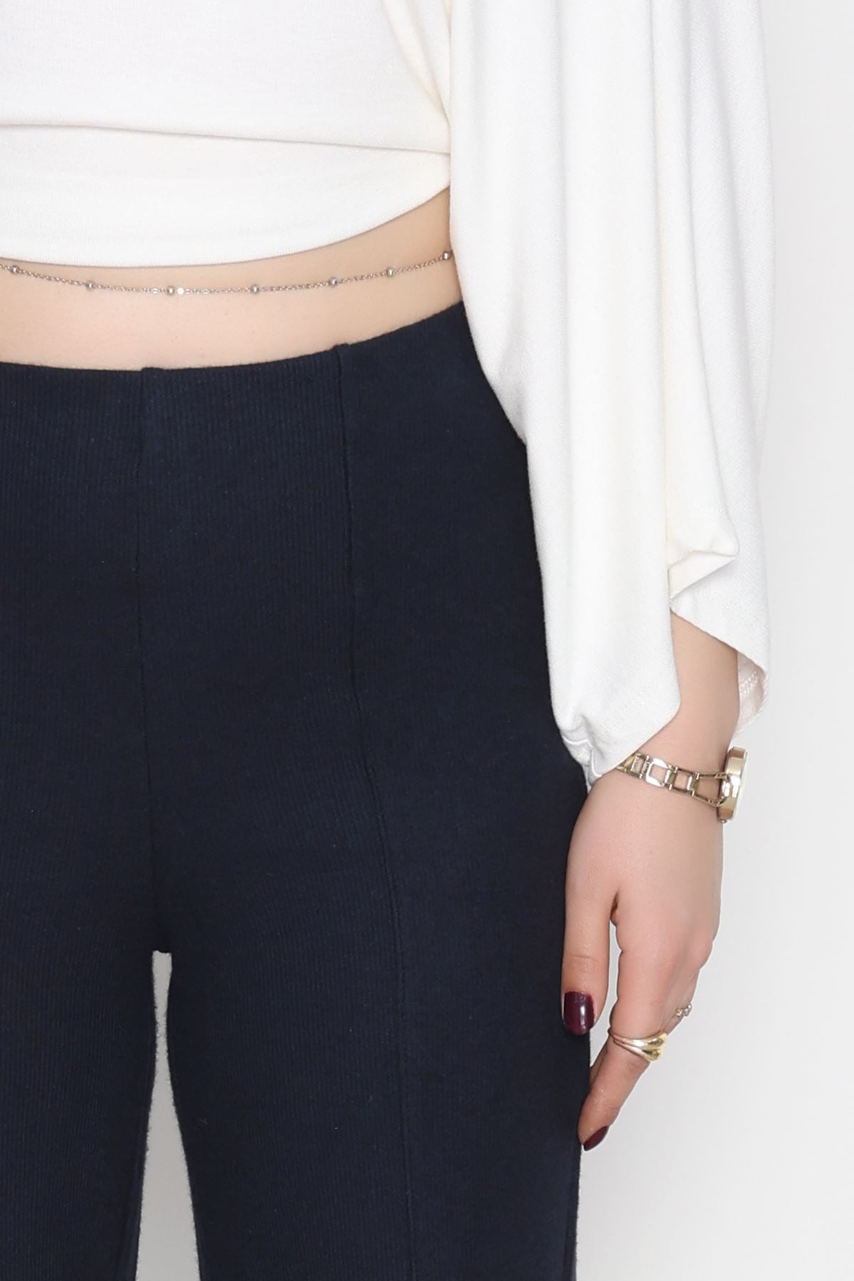 Selanik Kumaş Palazzo Pantolon Lacivert - 51036.1837.