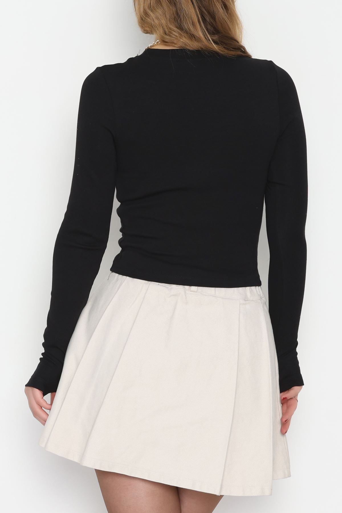 Ribana Kumaş Parmak Geçmeli Body Siyah - 51115.1872.