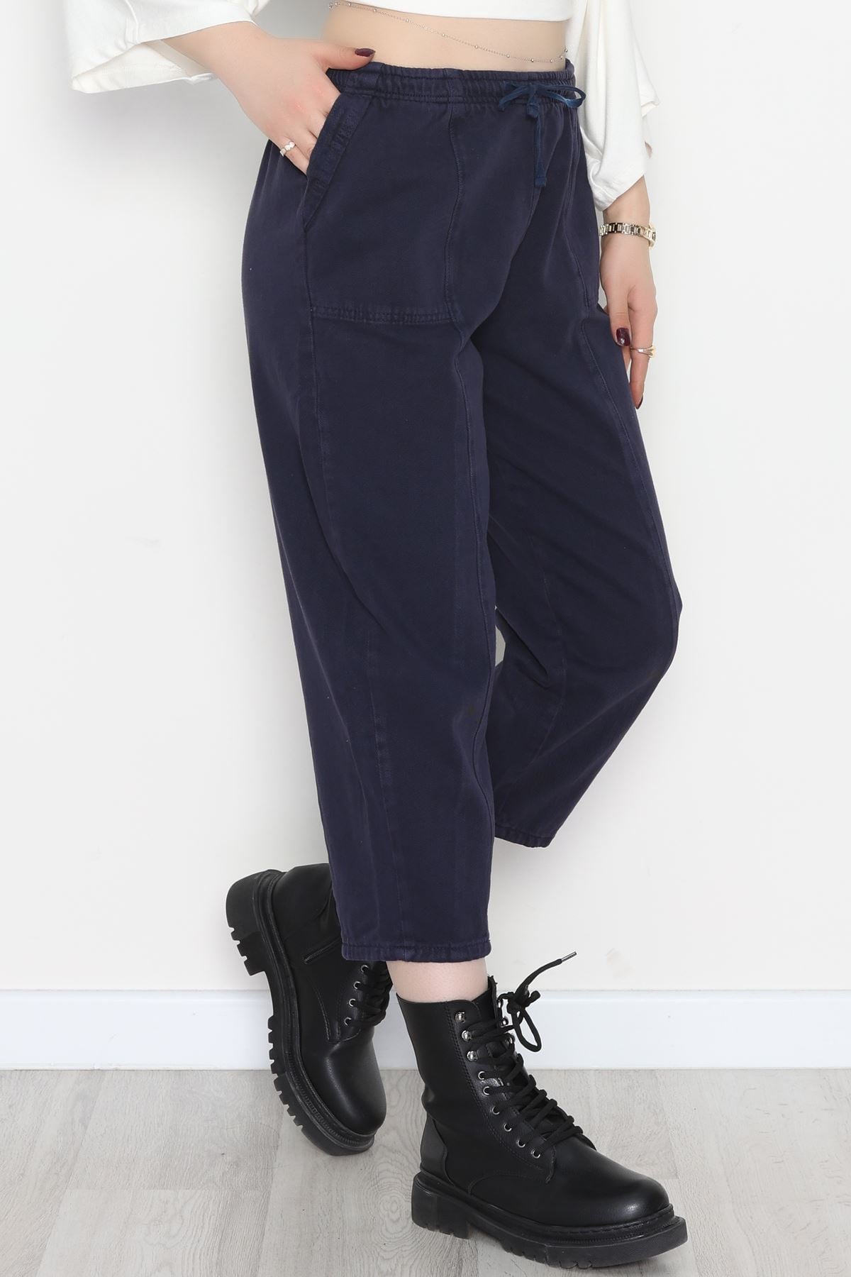 Yıkamalı Havuç Pantolon Lacivert - 51212.1779.
