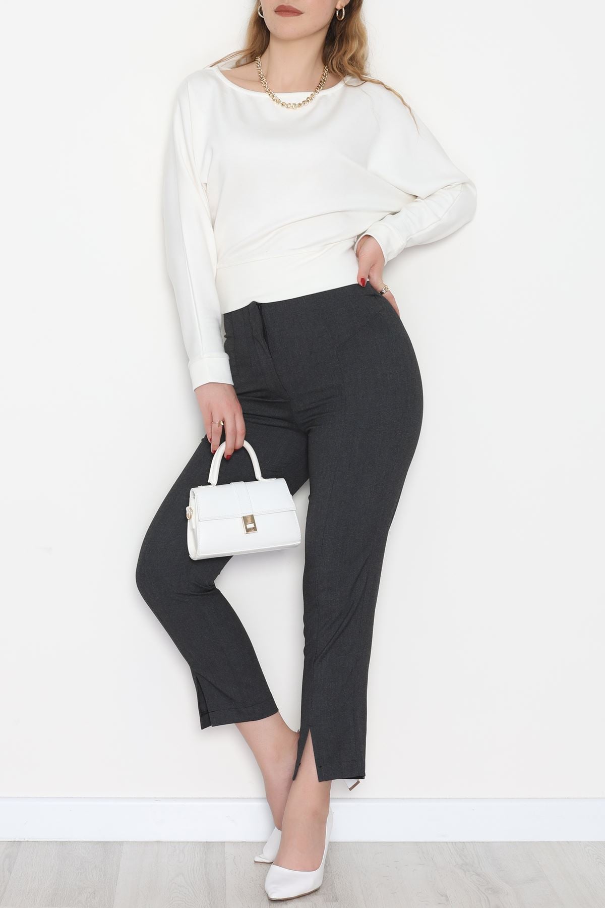 Poliviskon Fermuarlı Pantolon Antrasit - 51080.1779.