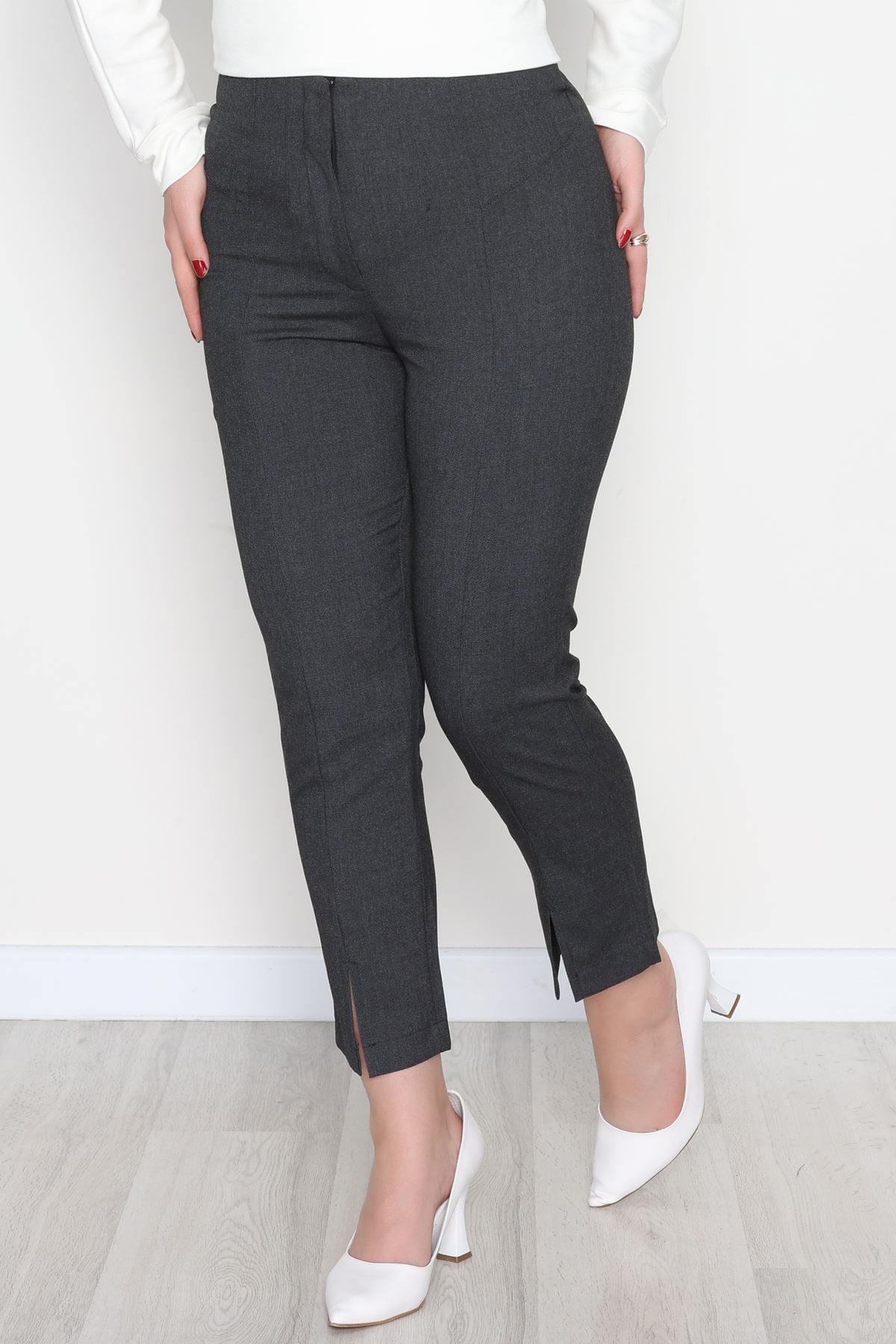 Poliviskon Fermuarlı Pantolon Antrasit - 51080.1779.