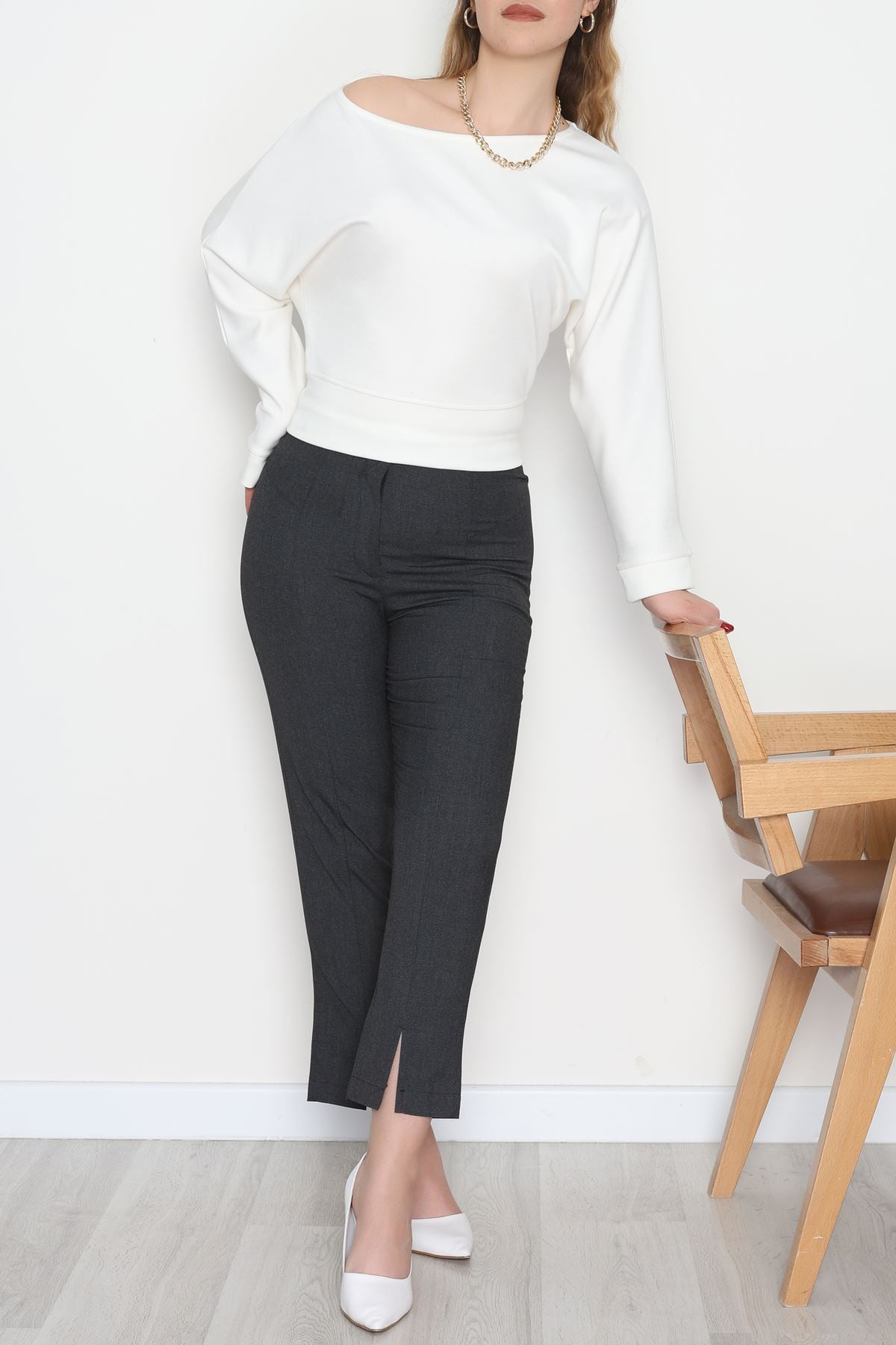 Poliviskon Fermuarlı Pantolon Antrasit - 51080.1779.