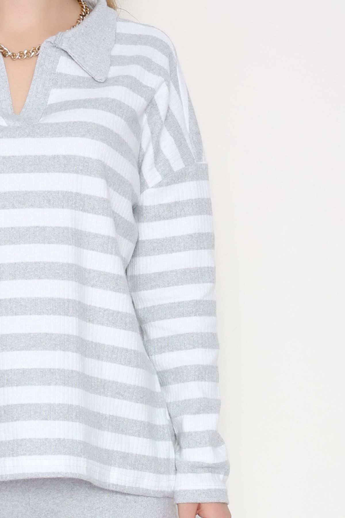 Polo Yaka Raporlu İnterlok Takım Gribeyaz - 42738.1567.