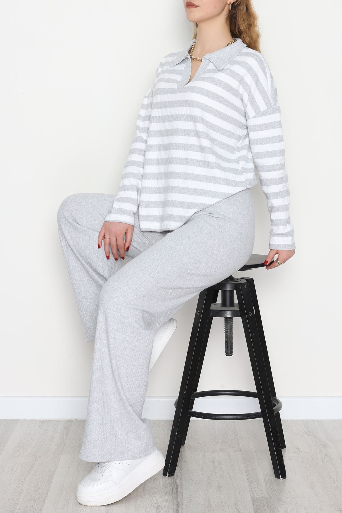 Polo Yaka Raporlu İnterlok Takım Gribeyaz - 42738.1567.