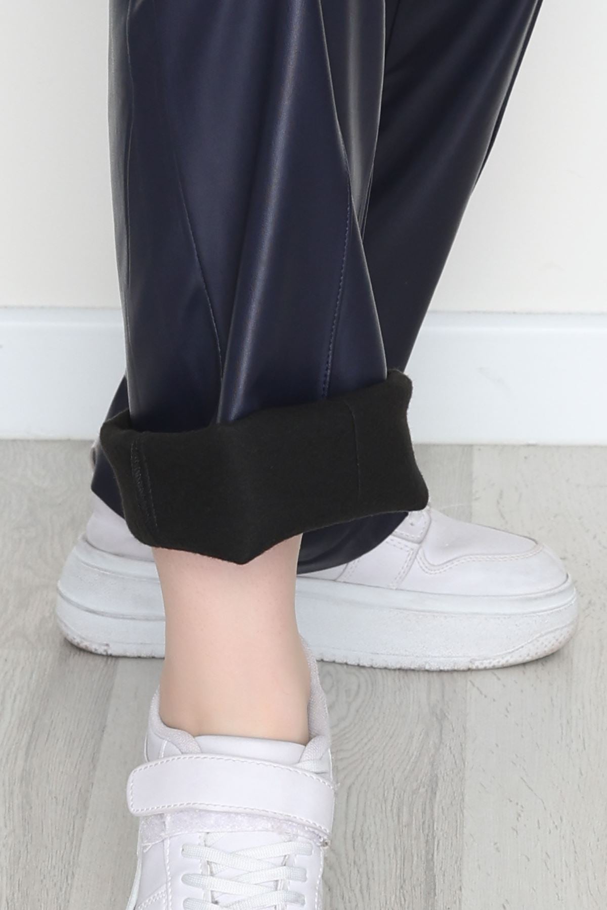 Pu Deri Çımalı Pantolon Lacivert - 51099.1779.