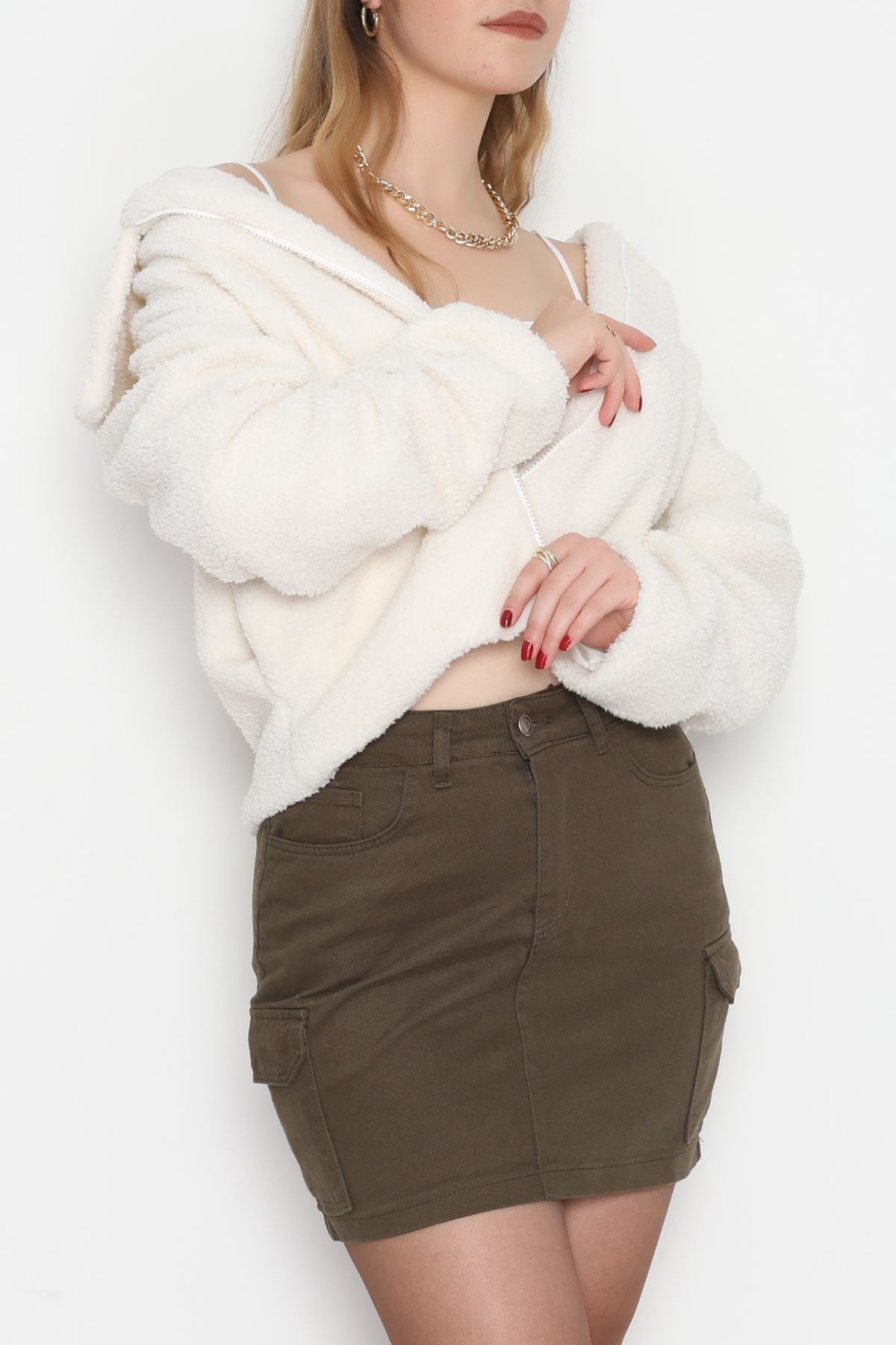 Peluş Astarlı Mont Ekru - 42696.1247.